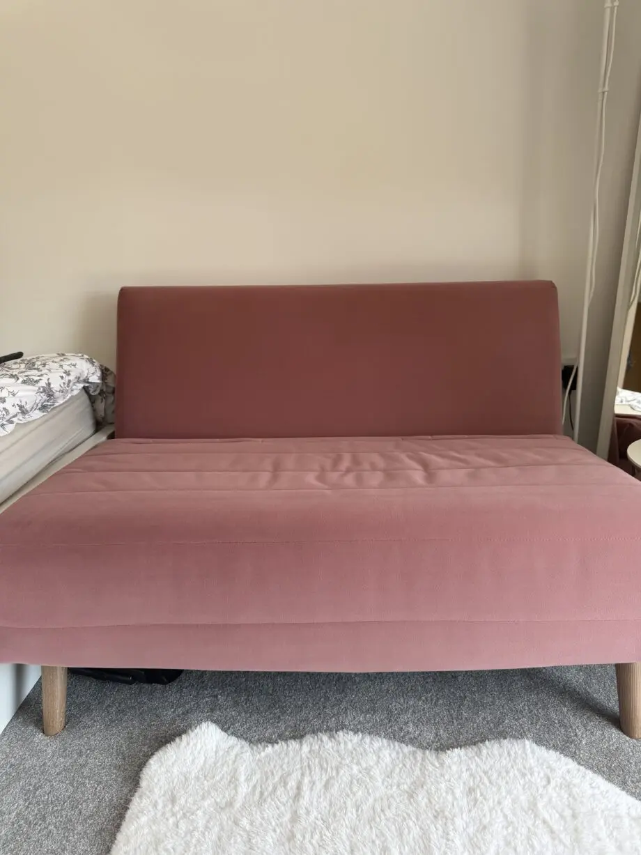 M&S Dirty Pink Velvet fold sofa