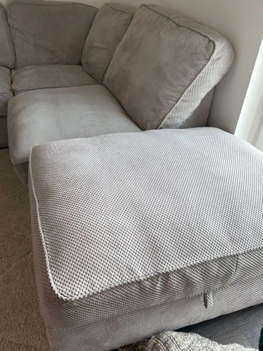 Grey L shaped sofa with Ottoman