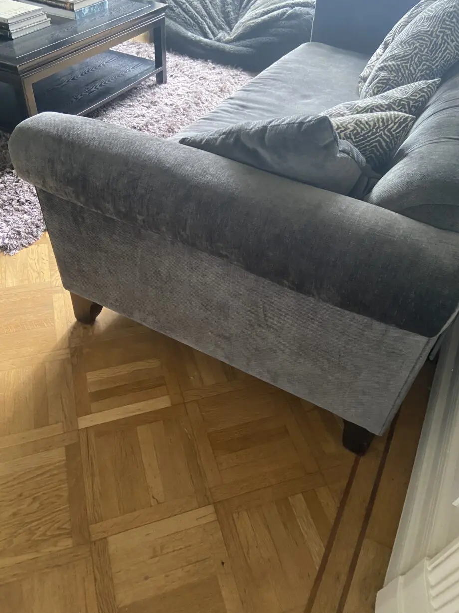 John Sankey dark grey velvet handmade large buttoned sofa