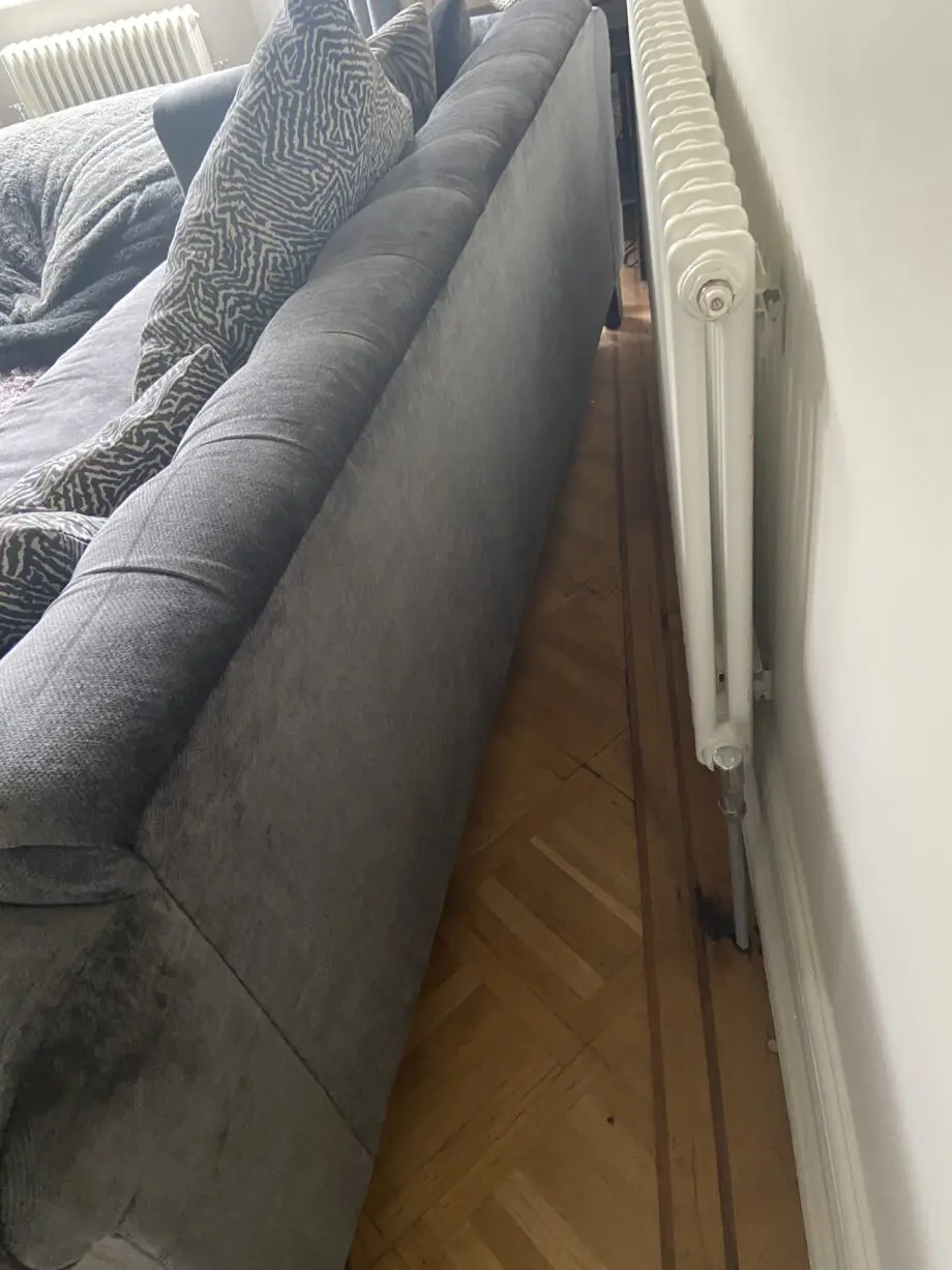 John Sankey dark grey velvet handmade large buttoned sofa