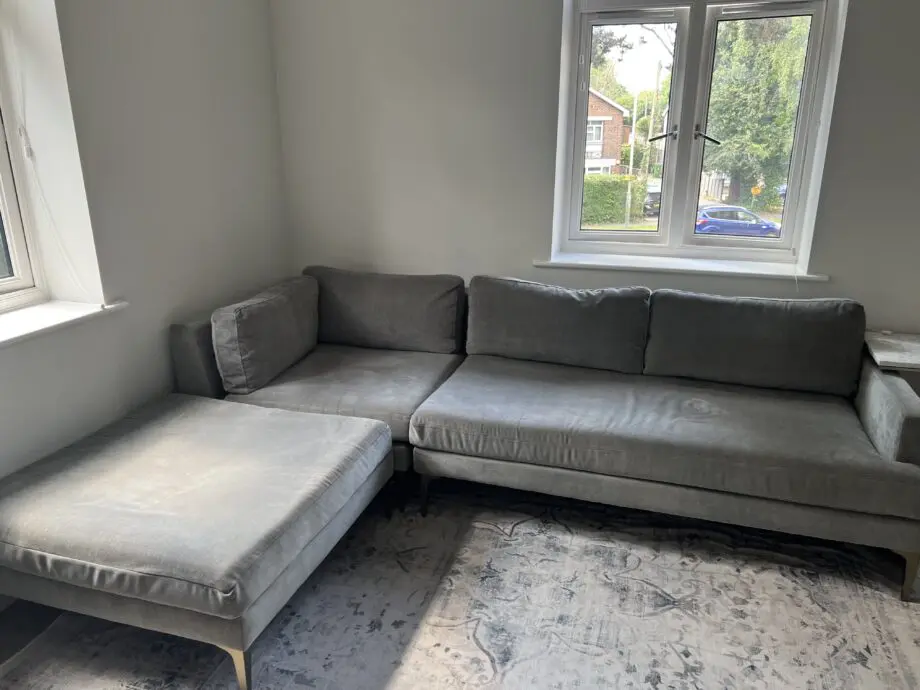 West Elm, Grey, Andes 3-Piece Ottoman Chaise Sofa and Footstool