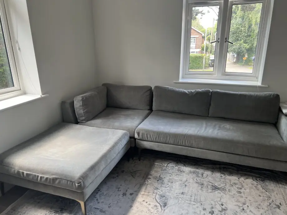 West Elm, Grey, Andes 3-Piece Ottoman Chaise Sofa and Footstool