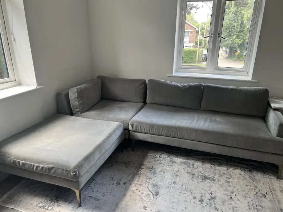 West Elm, Grey, Andes 3-Piece Ottoman Chaise Sofa and Footstool