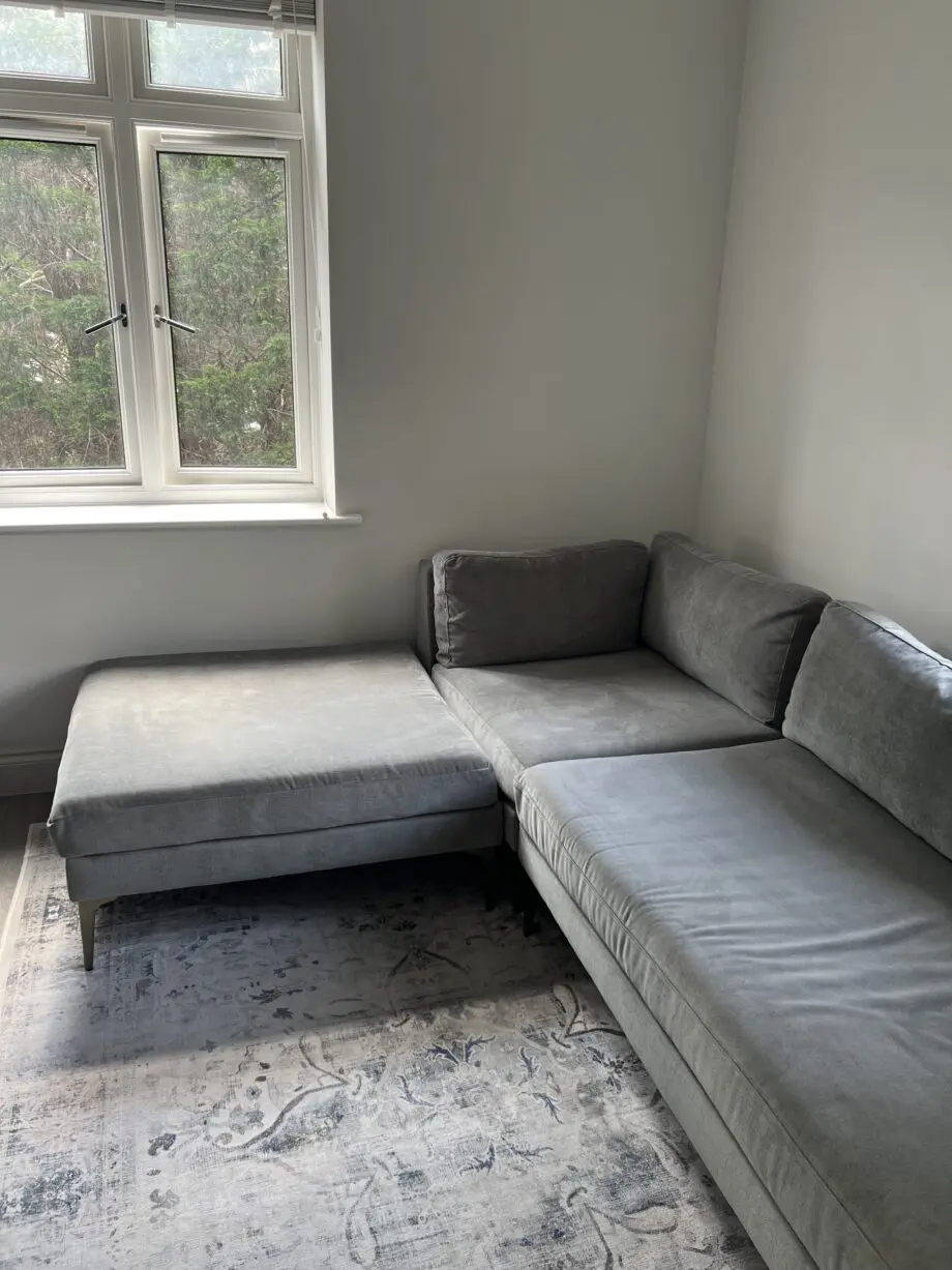 West Elm, Grey, Andes 3-Piece Ottoman Chaise Sofa and Footstool
