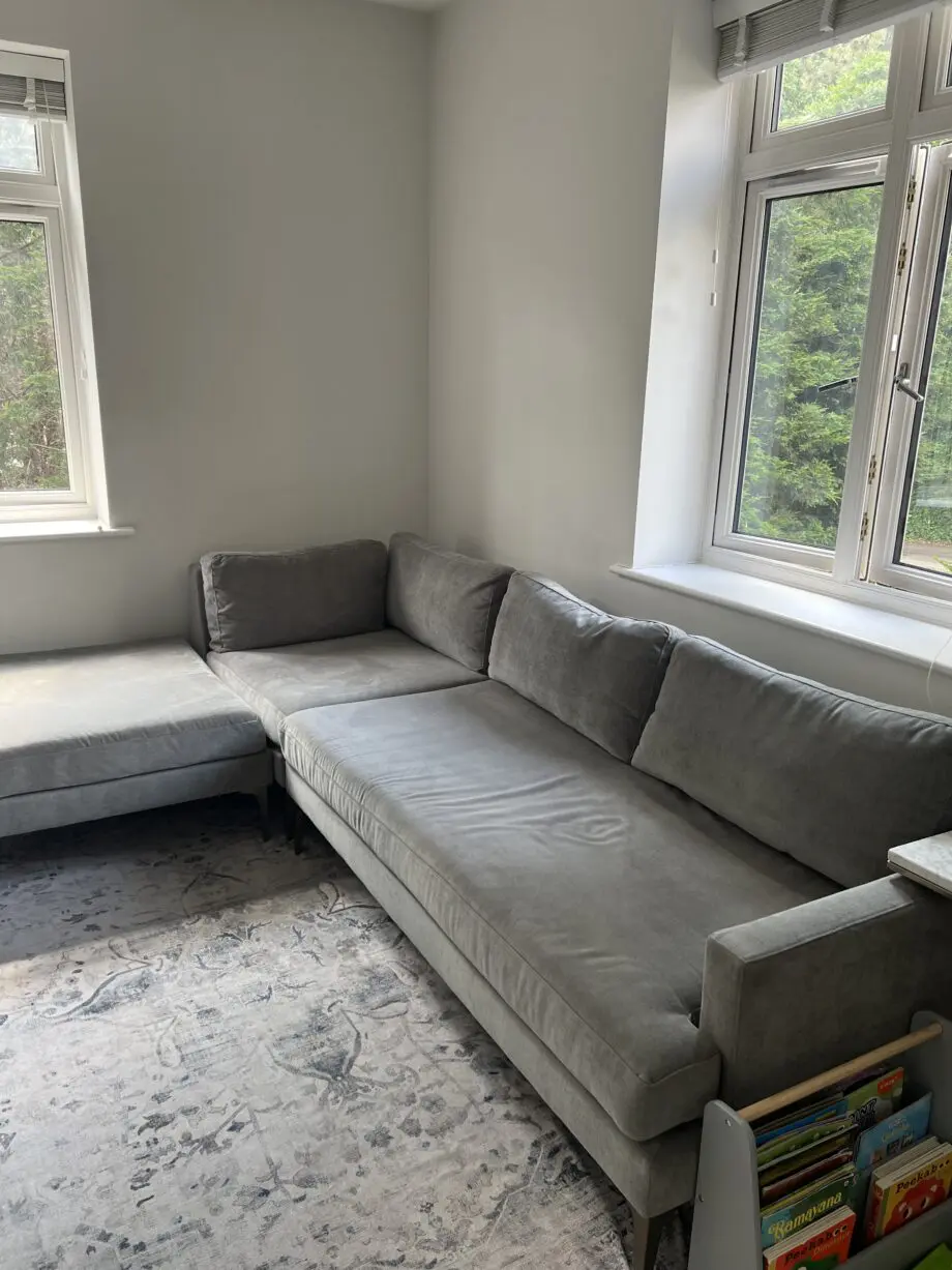 West Elm, Grey, Andes 3-Piece Ottoman Chaise Sofa and Footstool