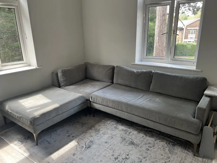 West Elm, Grey, Andes 3-Piece Ottoman Chaise Sofa and Footstool