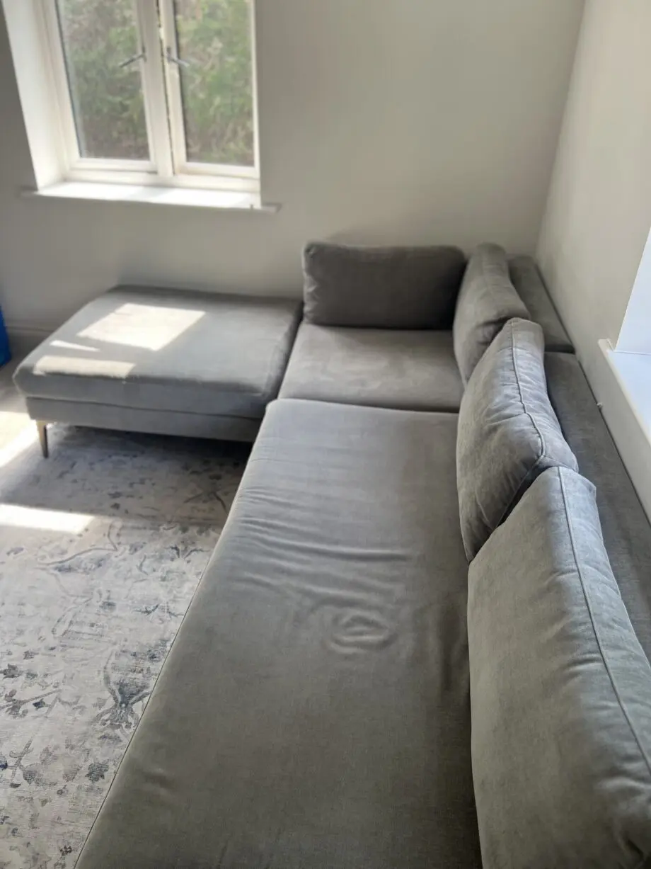 West Elm, Grey, Andes 3-Piece Ottoman Chaise Sofa and Footstool