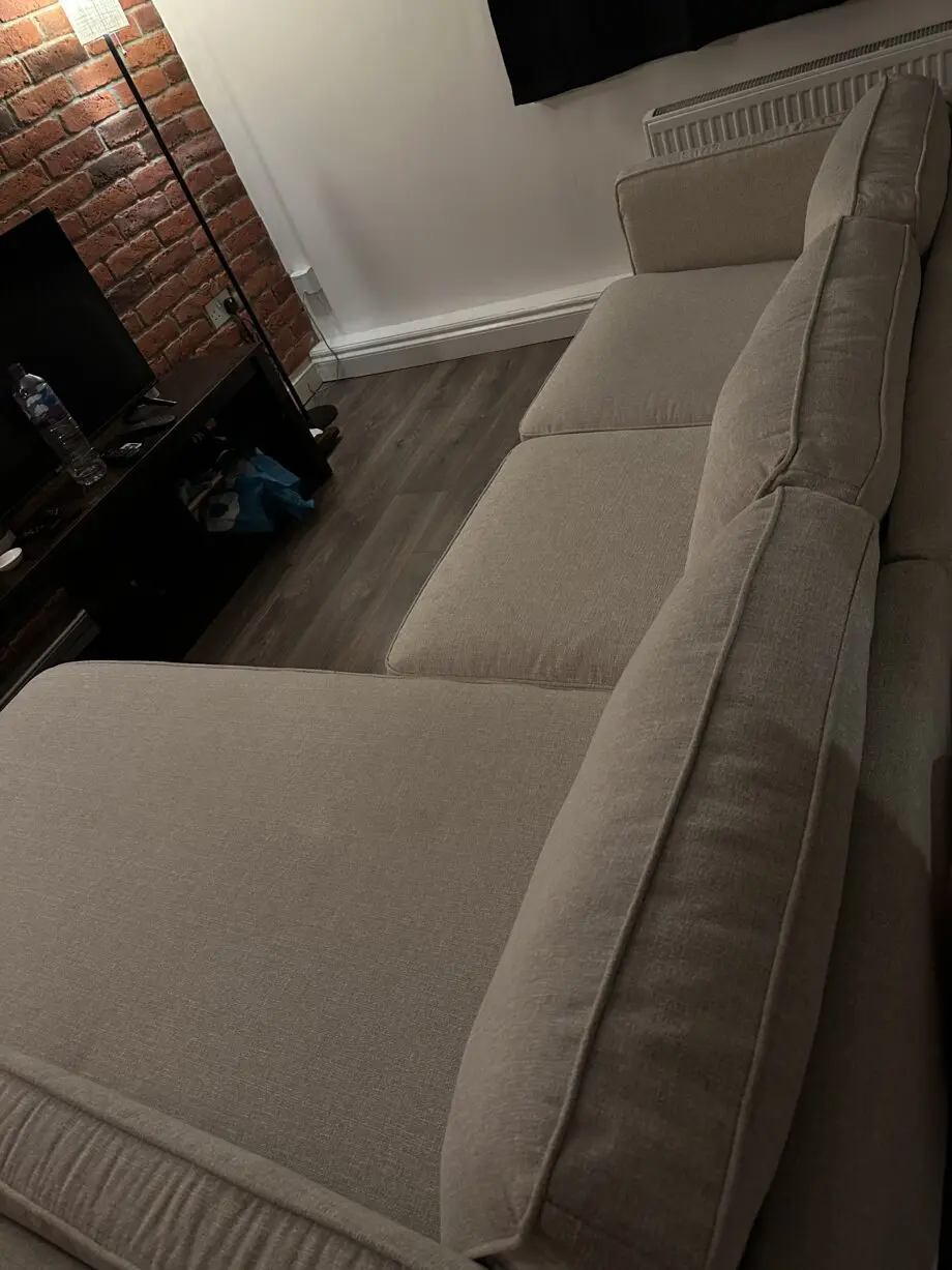 Daals Luxurious Dipley Oatmeal Woven Fabric Sofa, Grande Chaise Sofa - Right Hand Facing