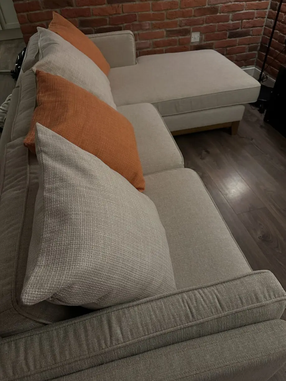 Daals Luxurious Dipley Oatmeal Woven Fabric Sofa, Grande Chaise Sofa - Right Hand Facing