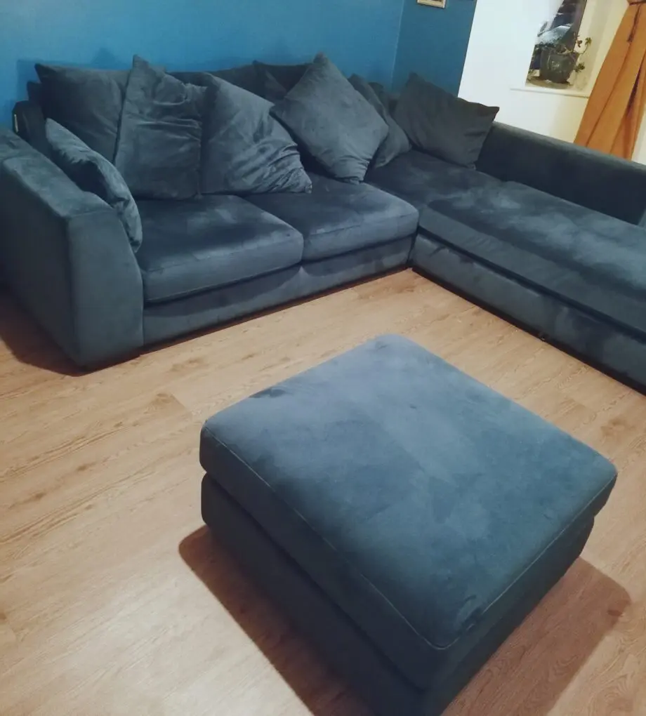 DFS Teal Corner Sofa and Sofa Bed with Footstall