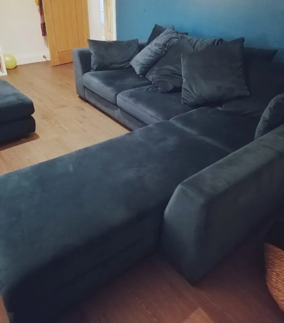 DFS Teal Corner Sofa and Sofa Bed with Footstall
