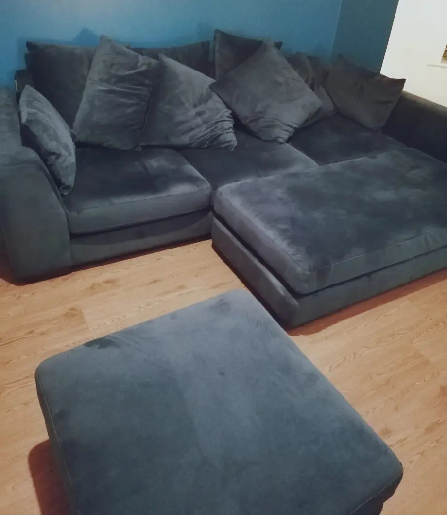 DFS Teal Corner Sofa and Sofa Bed with Footstall
