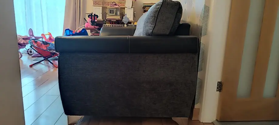 2 Seater grey/black fabric sofa