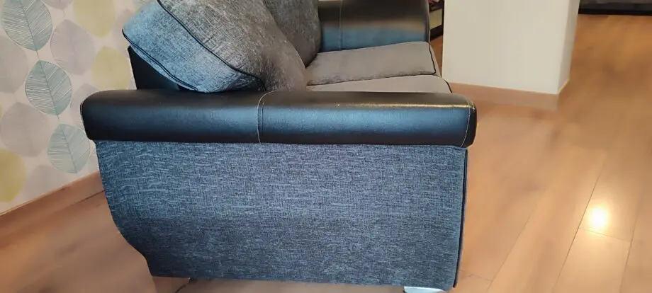 2 Seater grey/black fabric sofa