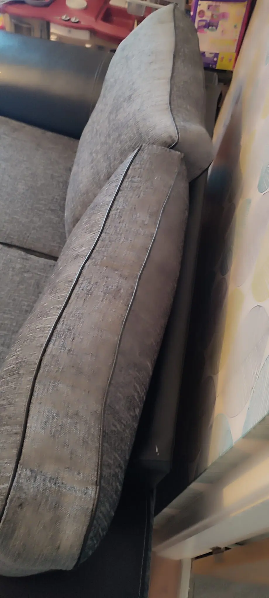 2 Seater grey/black fabric sofa
