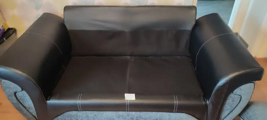 2 Seater grey/black fabric sofa
