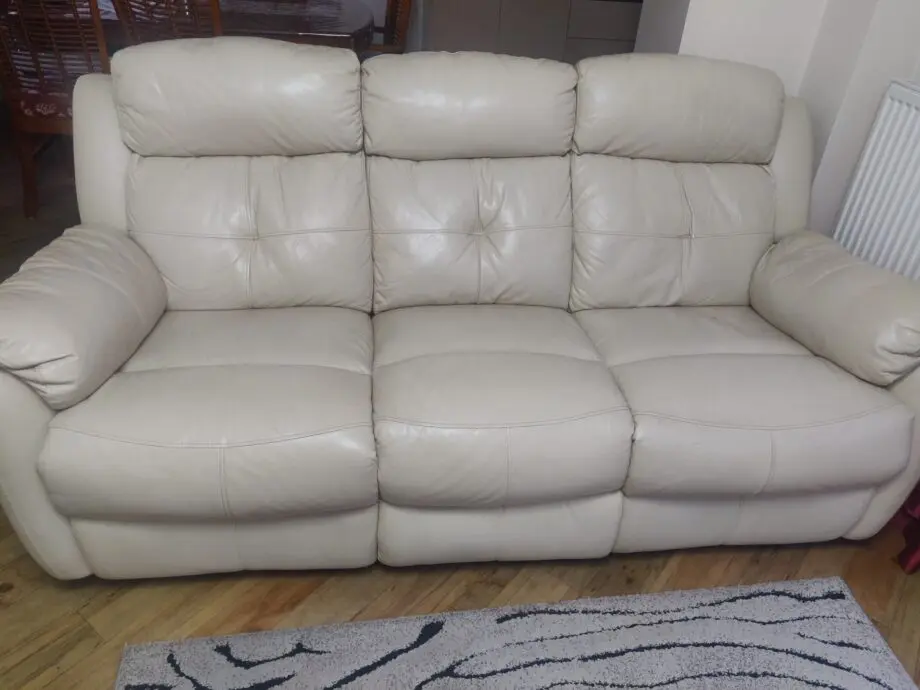 DFS manual recliner sofas, cream