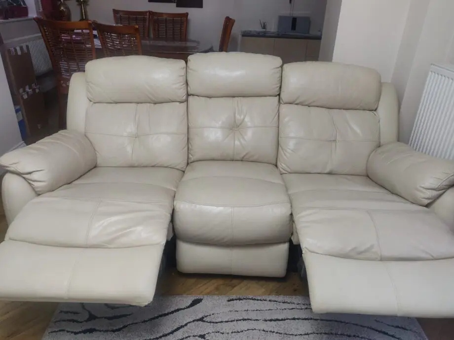 DFS manual recliner sofas, cream