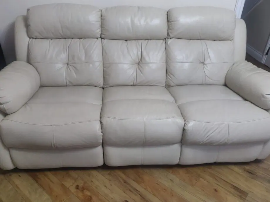 DFS manual recliner sofas, cream