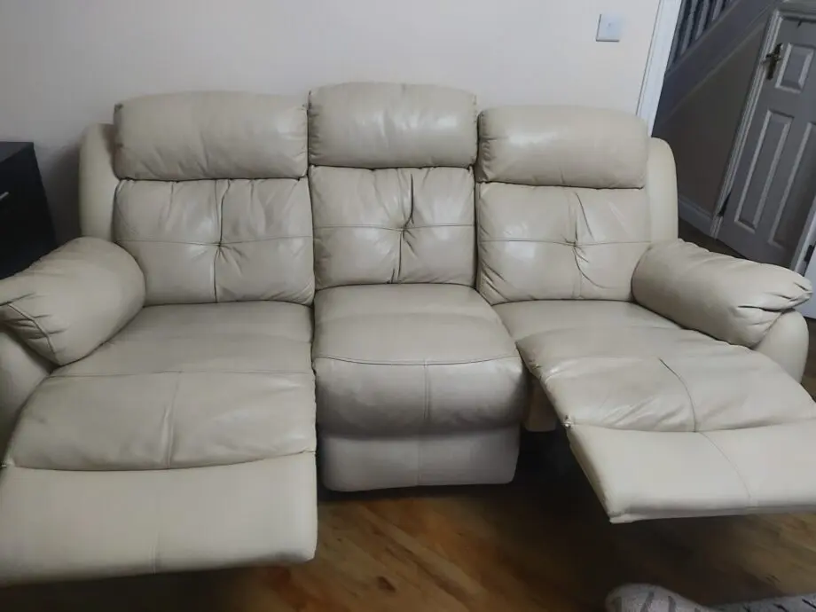 DFS manual recliner sofas, cream