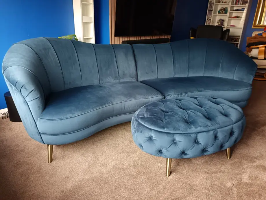 Sofology Perle 4 Seater Split Curved Sofa with Perle Designed Footstool