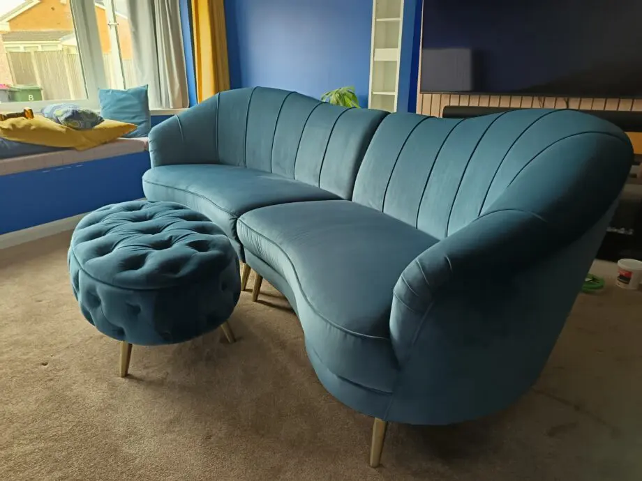 Sofology Perle 4 Seater Split Curved Sofa with Perle Designed Footstool