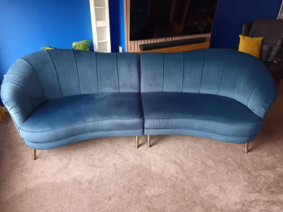Sofology Perle 4 Seater Split Curved Sofa with Perle Designed Footstool