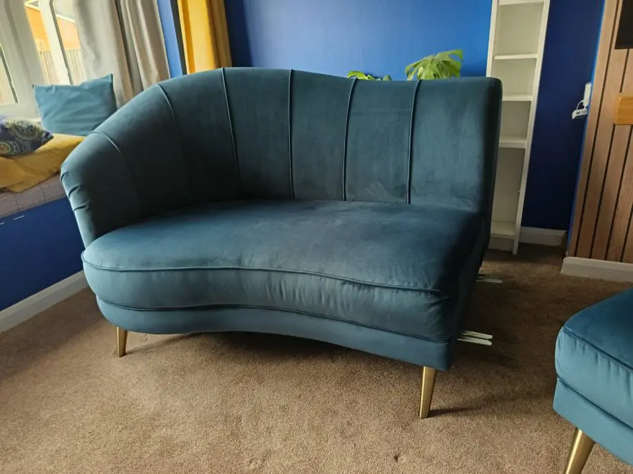 Sofology Perle 4 Seater Split Curved Sofa with Perle Designed Footstool