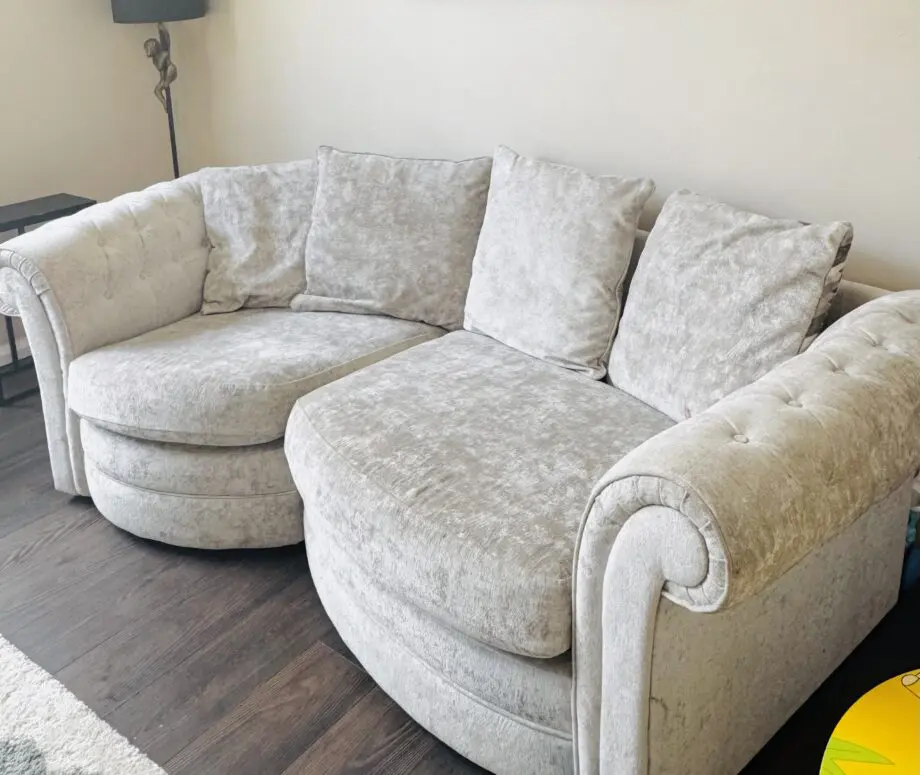 Ncf light silver grey two and four seater sofa