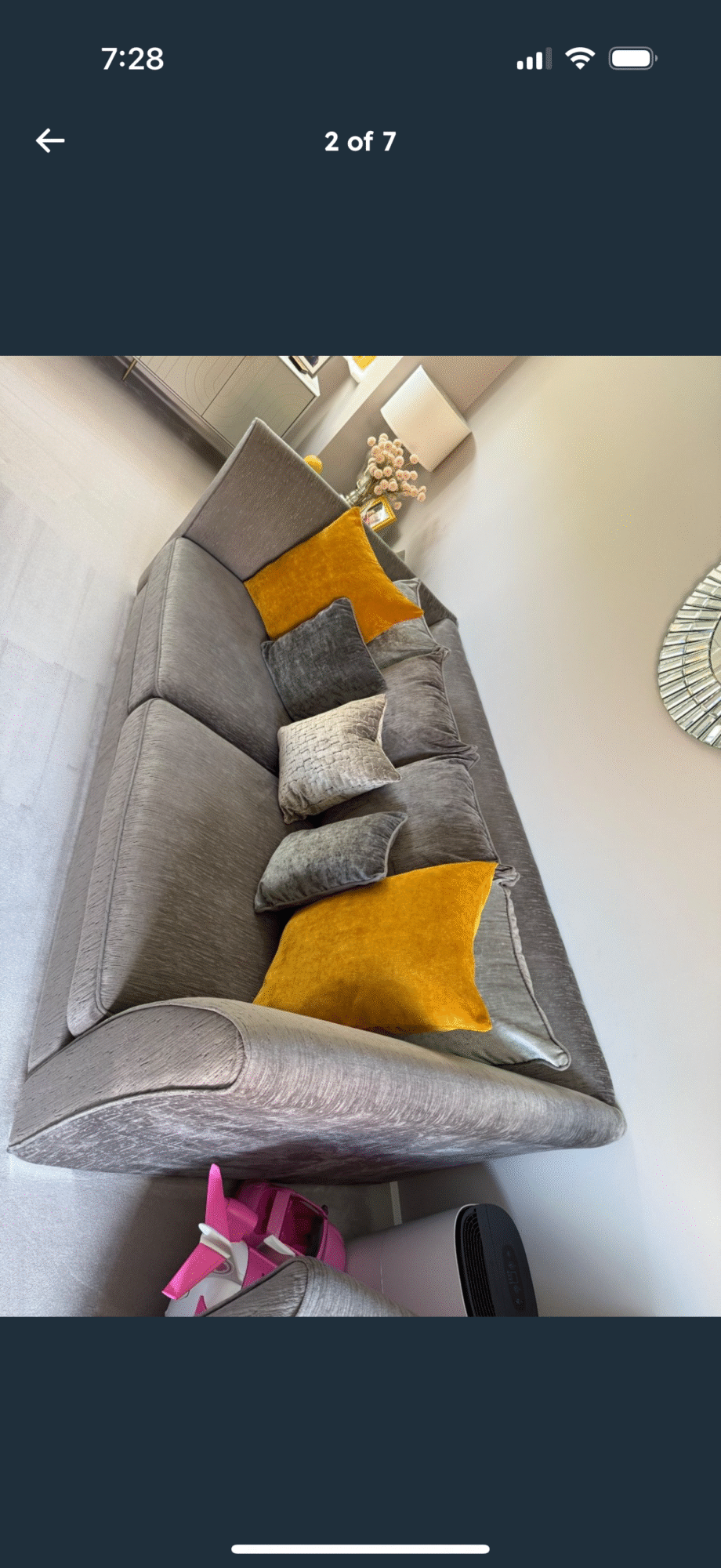 DFS - Grey 3 seater sofa & arm chair