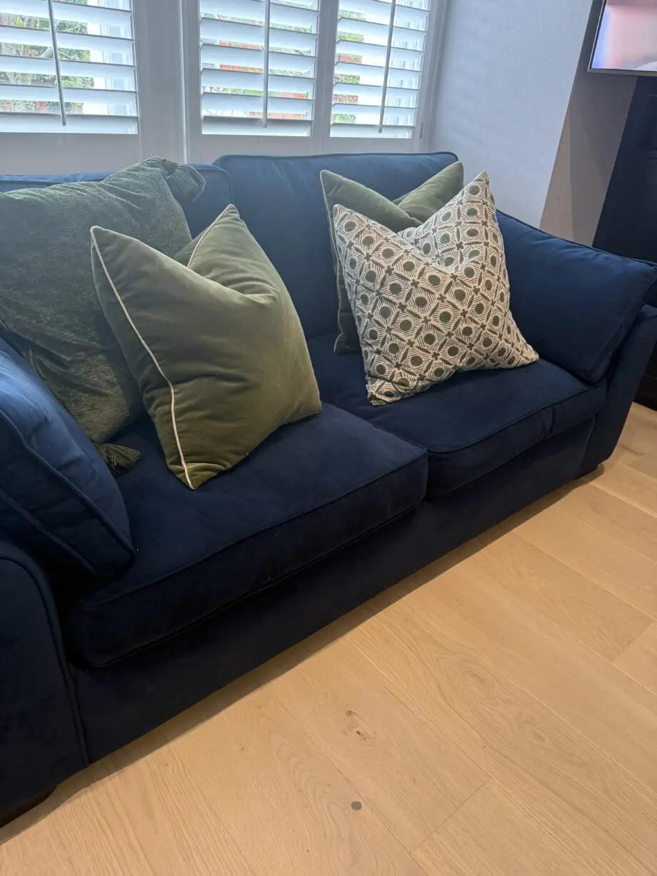 Pair of The Lounge Co. Josie 3-seater Sofas in Dark Blue / Navy Velvet