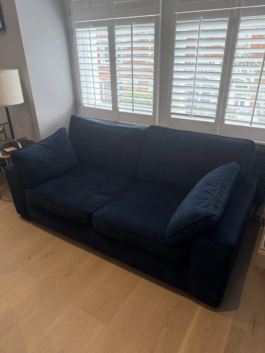 Pair of The Lounge Co. Josie 3-seater Sofas in Dark Blue / Navy Velvet