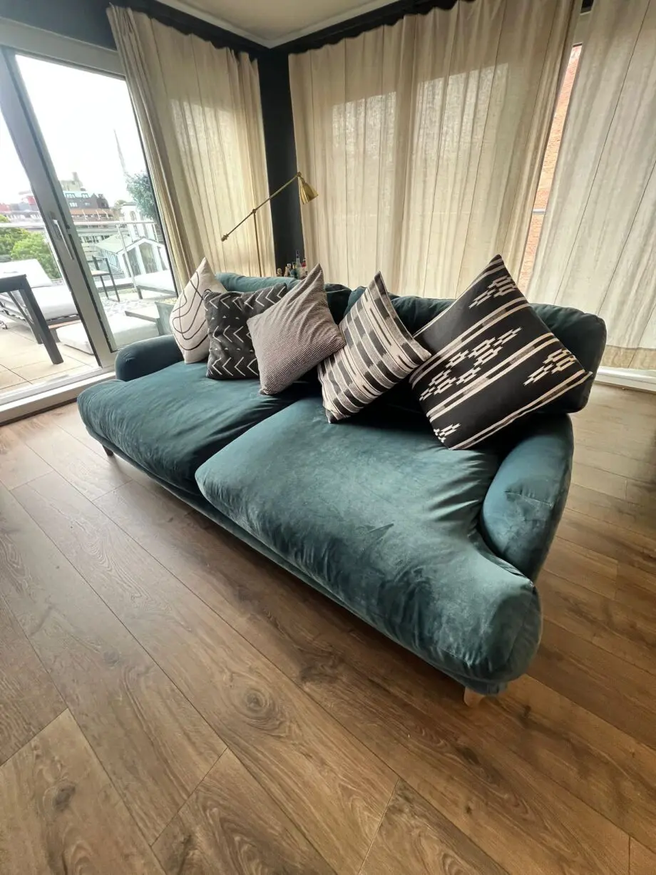 Loaf Sugar Bum Large Teal Sofa in Clever Velvet