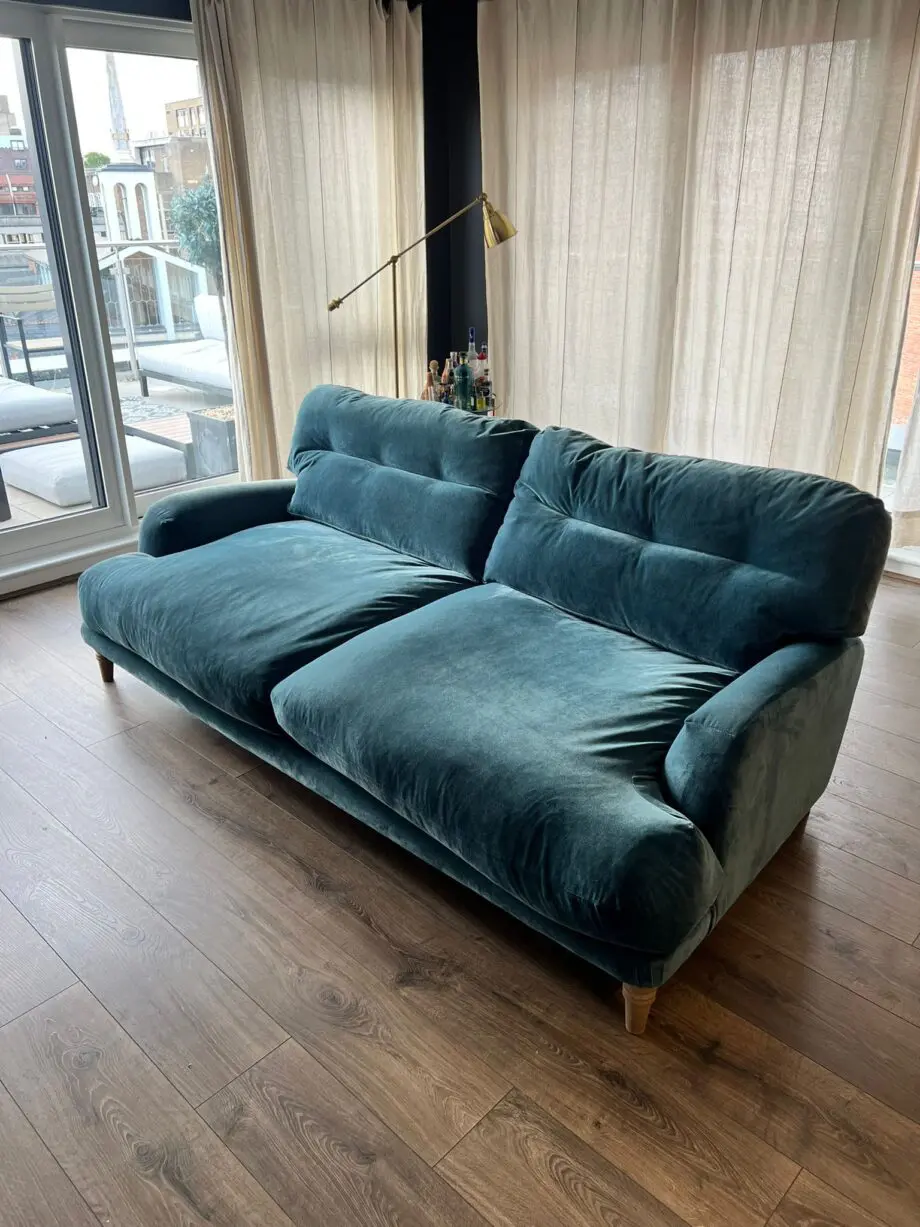 Loaf Sugar Bum Large Teal Sofa in Clever Velvet