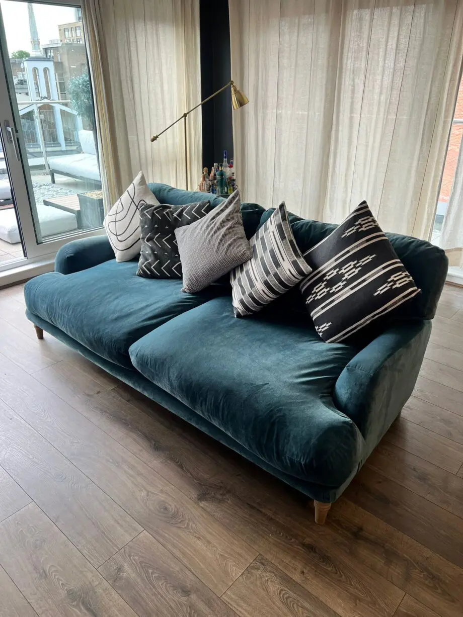 Loaf Sugar Bum Large Teal Sofa in Clever Velvet