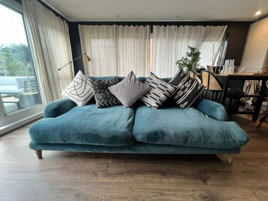 Loaf Sugar Bum Large Teal Sofa in Clever Velvet