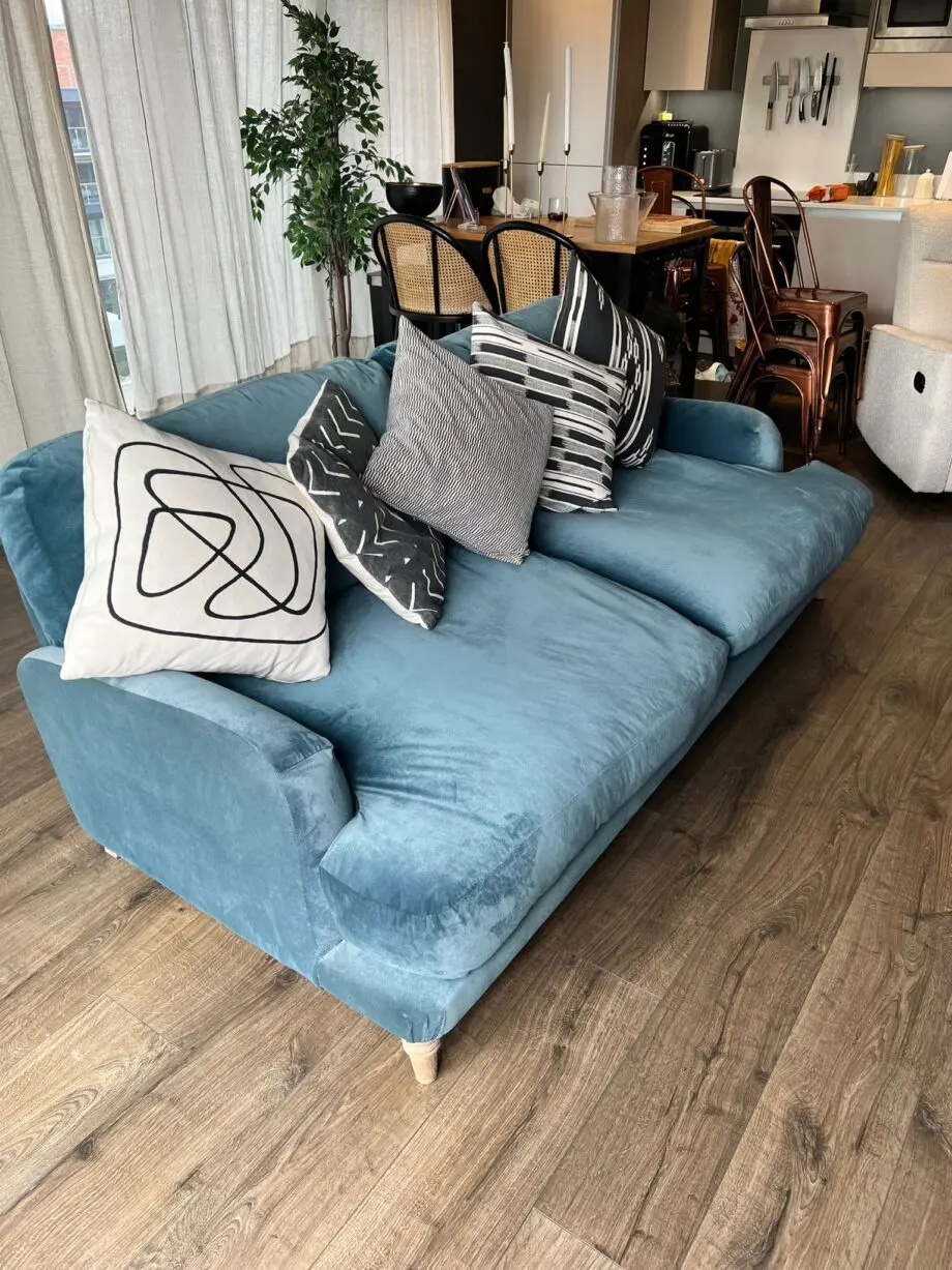 Loaf Sugar Bum Large Teal Sofa in Clever Velvet