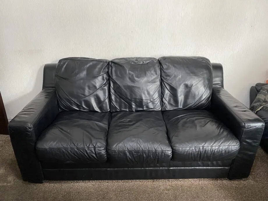 Black leather sofas