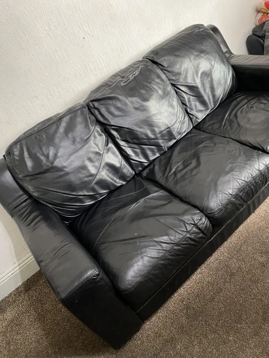Black leather sofas