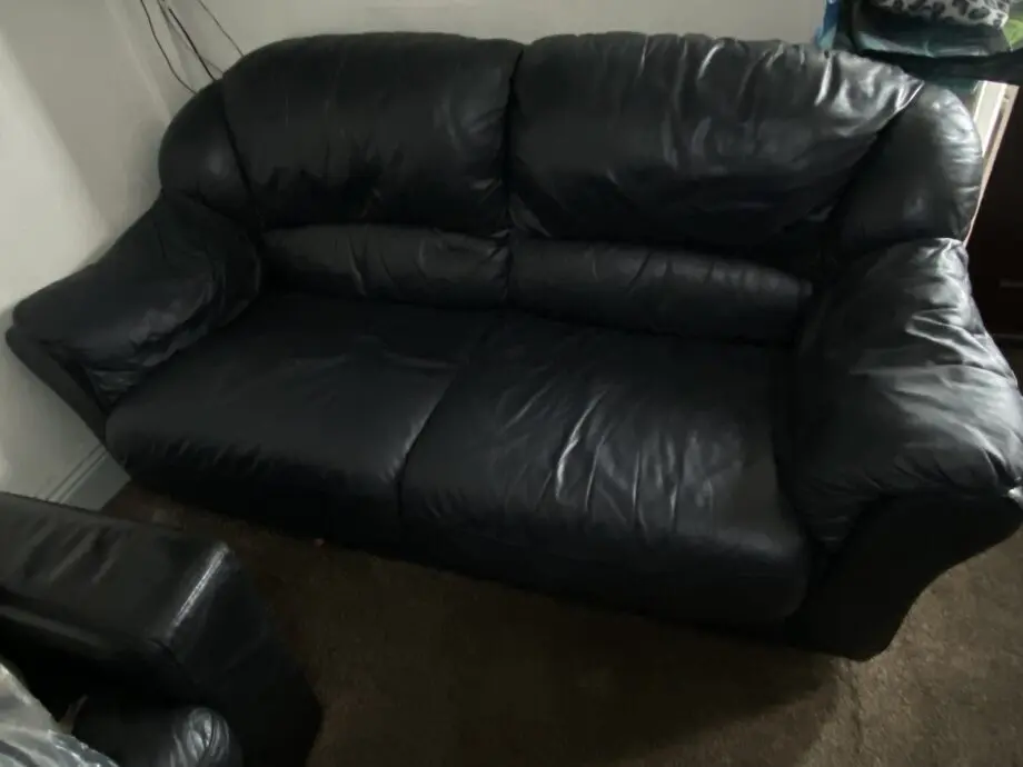 Black leather sofas