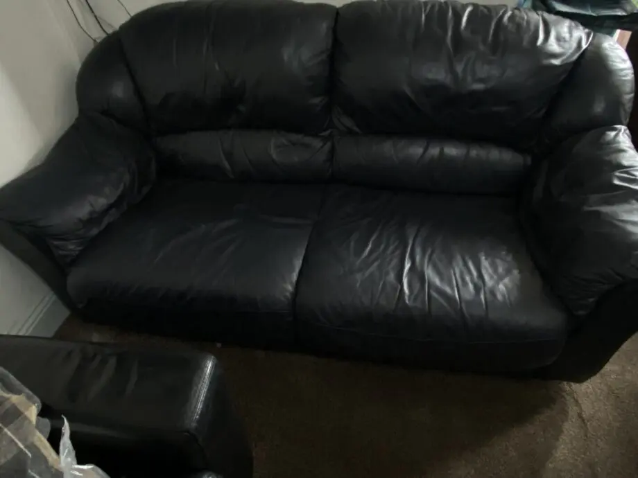 Black leather sofas