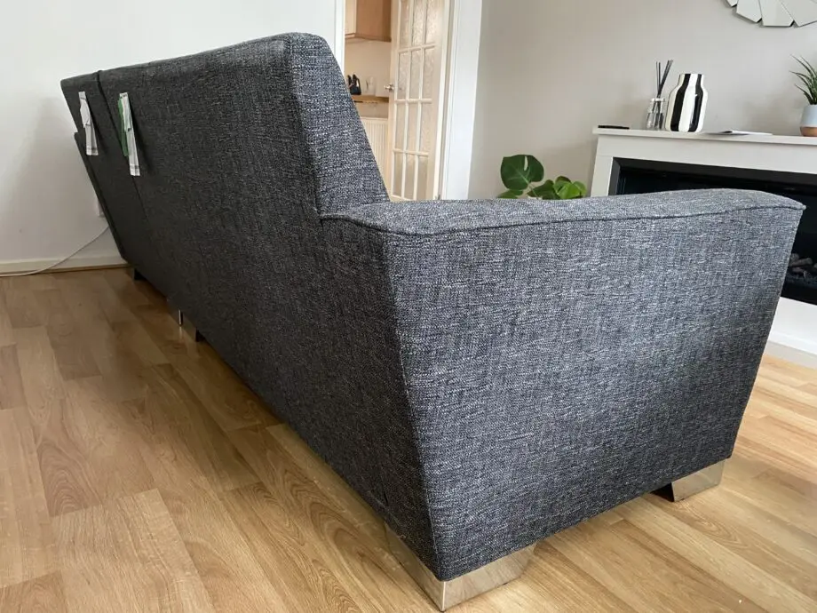Next Stamford Highback Small Sofa Chaise Right Hand Boucle Weave Charcoal Grey
