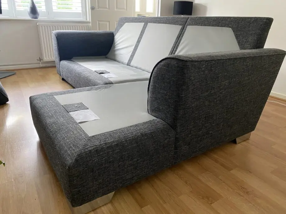 Next Stamford Highback Small Sofa Chaise Right Hand Boucle Weave Charcoal Grey