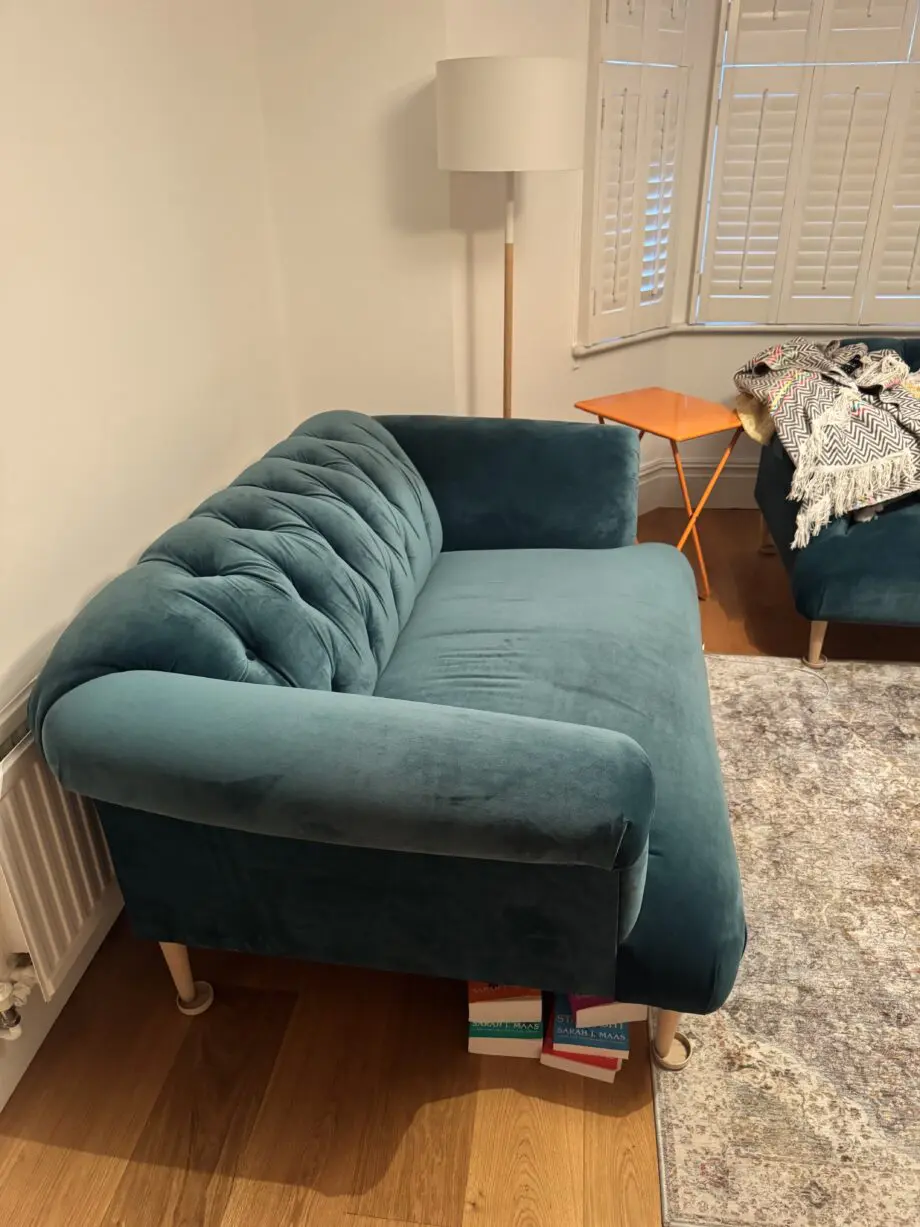 Teal Loaf sofa and chair set