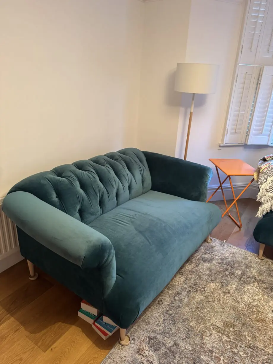Teal Loaf sofa and chair set
