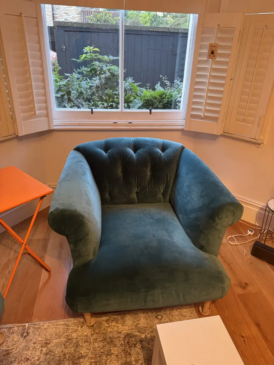 Teal Loaf sofa and chair set