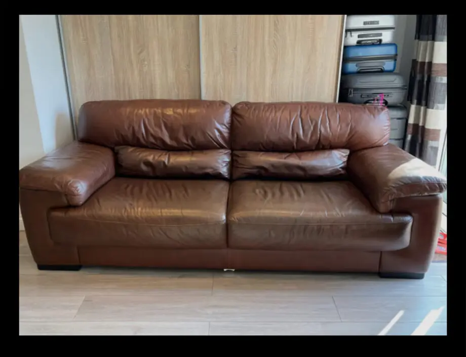 Sofology VANTAGE WINCHESTER BROWN 3 seater leather sofa - like new