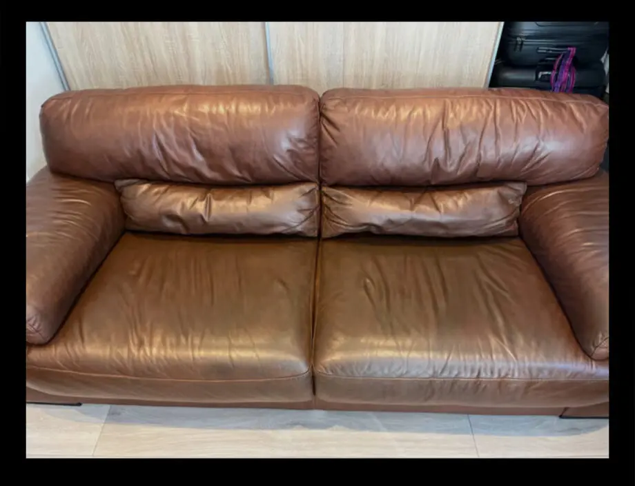 Sofology VANTAGE WINCHESTER BROWN 3 seater leather sofa - like new