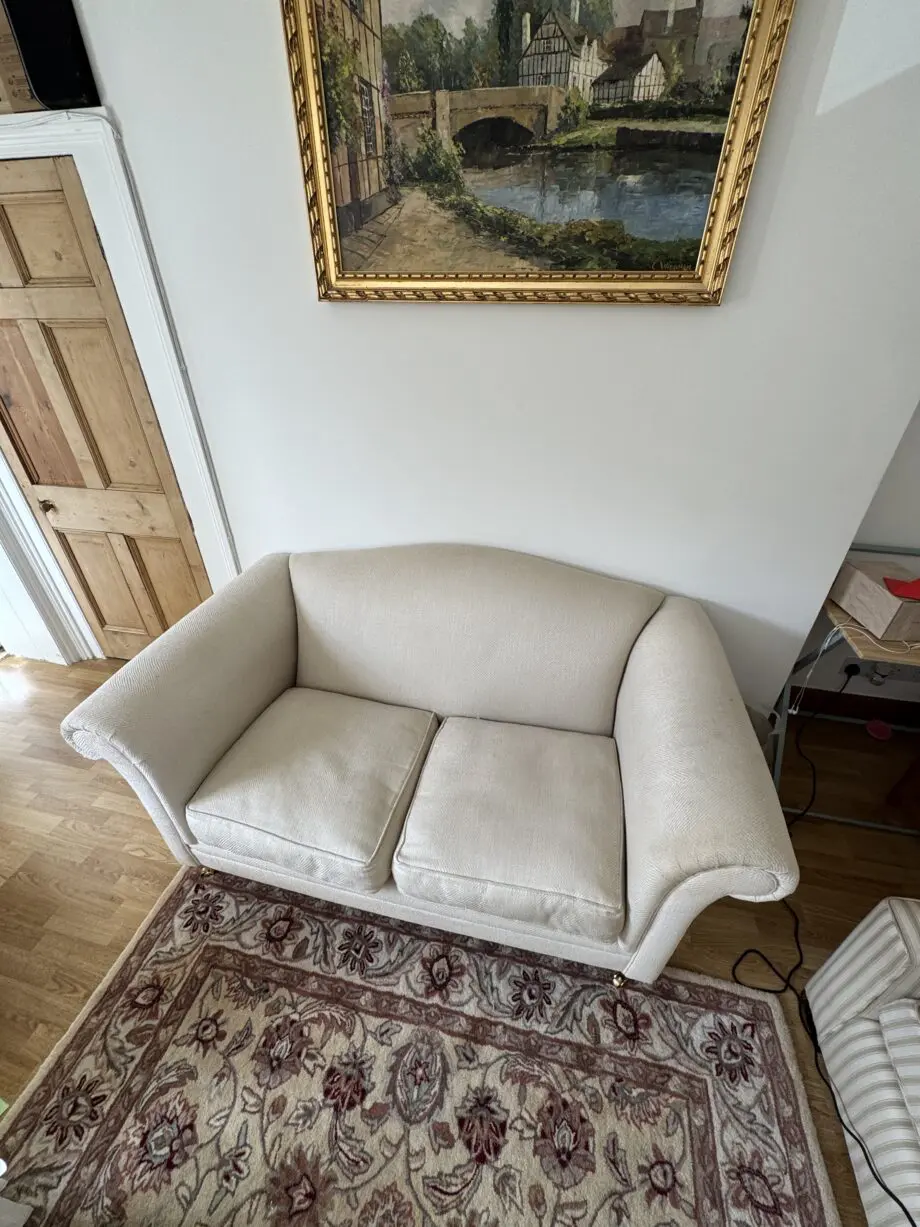 Laura Ashley 2 seater Camelback Cream sofa - Linen & Cotton Blend