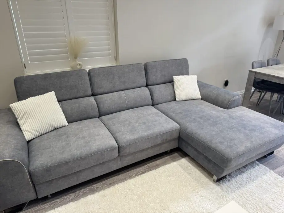 Grey Corner Sofa Bed with Storage